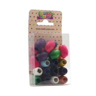 Odak Hobi 15 Mm Oval Renkli Ahşap Boncuk