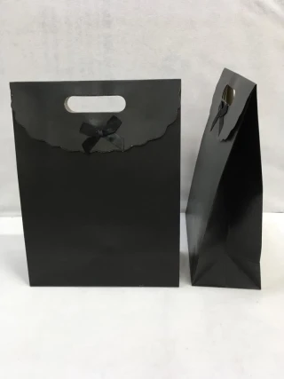 Nedi 24x11x31 Cm Cırtlı Karton Hediye Çantası Siyah 2431bl