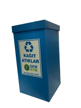 Üçgen 35x35x70 Geri Dönüşüm Kutusu Kağıt Atıklar\mavi