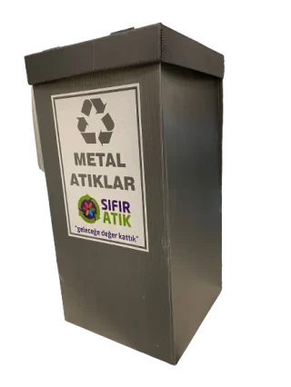 Üçgen 35x35x70 Geri Dönüşüm Kutusu Metal Atıklar\gri