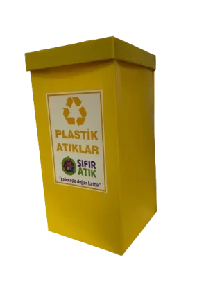 Üçgen 35x35x70 Geri Dönüşüm Kutusu Plastik Atıklar\sarı