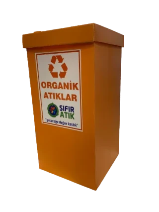 Üçgen 35x35x70 Geri Dönüşüm Kutusu Organik Atıklar\turuncu