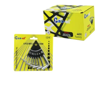 9 Parça Alyan Anahtar Seti - Mini Boy - Üçgen Stand Askılık