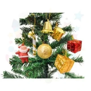 Nedi Yılbaşı Ağaç Süsü Şeker Kamışı Noel Baba Çan Fiyonk Paket As3