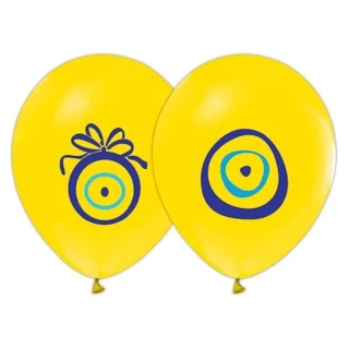 Nedi Baskılı Balon Nazar Boncuğu Sarı 16"lı 7065
