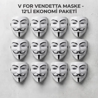V for Vendetta Maskesi - 12'li Paket - Plastik