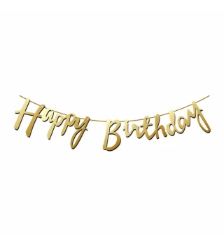 Nedi Oynar Yazı Metalize Banner 'happy Birthday' Altın 05017