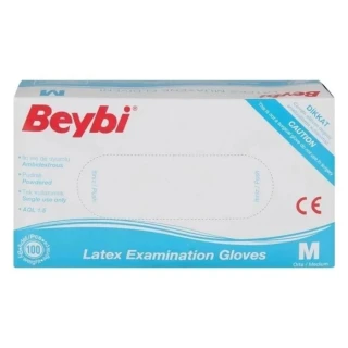 Beybi Lateks Pudrasız Muayene Eldiveni Medium Beyaz 100"lü