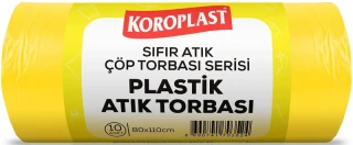 Koroplast 80x110 Cm 27 Mic 440 Gr Sıfır Atık Plastik Atık Torbası 10"lu Sarı St01500533