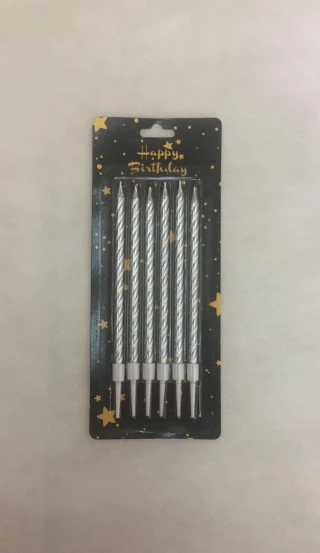 Nedi 13 Cm Burgulu Çubuk Mum Gümüş 6"lı 2236s