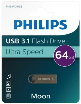 Philips Fm64f165b-00 Moon Usb 3.1 64 Gb Metal Flash Bellek