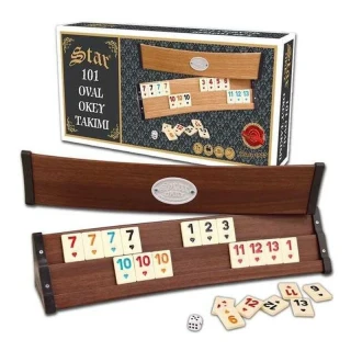 Star 101 Oval Ahşap Okey Takımı Koyu Renk 1010860