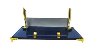 Sade Kristal Masa İsimliği Çift Kalemli S-436