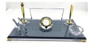 Sade Kristal Masa İsimliği Çift Kalemli Sm-198