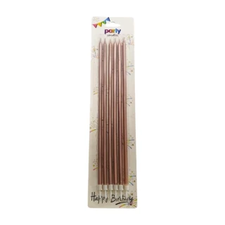 Nedi 25 Cm İnce Uzun Mum 6"lı Rose Gold 81018