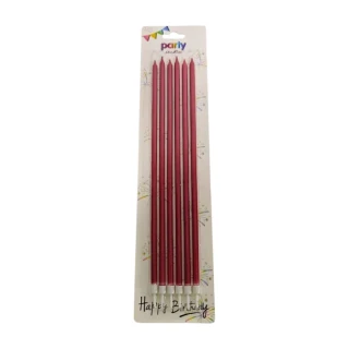 Nedi 25 Cm İnce Uzun Mum 6"lı Kırmızı 81017