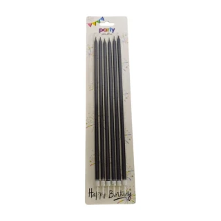 Nedi 25 Cm İnce Uzun Mum 6"lı Siyah 81020