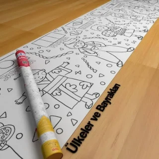 Proll 200cm X 30cm Ülkeler ve Bayraklar Dev Boyama Kağıdı