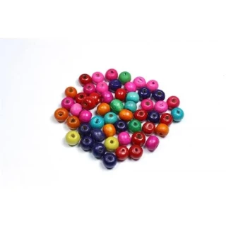 Unıversal 8 Mm Yuvarlak Renkli Ahşap Boncuk 100 Gr
