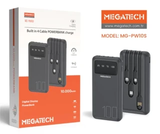 Megatech Mg-pw10s 10.000 Mah Dijital Göstergeli Dahili Kablolu Powerbank