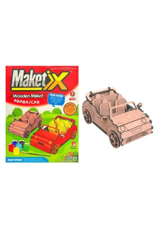 Elif Ahşap Maket Boyama Set Araba 9793