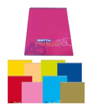 Gıpta Pro Block A5 Karton Kapak Üst Spiralli 40 Yp Kareli Bloknot 1401