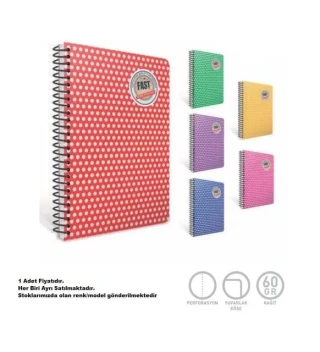 Gıpta Fast A4 Pp Kapak Spiralli Defter Kareli 80 Yp 8571
