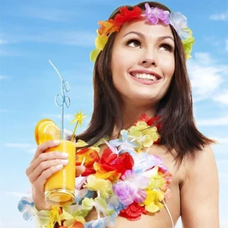 Hawaii Çiçekli Kolye Bileklik Seti