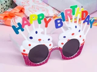 Happy Birthday Beyaz Fuşya Parti Gözlüğü