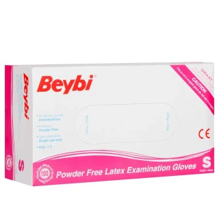 Beybi Lateks Pudrasız Muayene Eldiveni Small Beyaz 100"lü