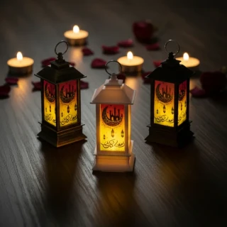 Ramazan Temalı Küçük Kare Kubbe LED Lamba