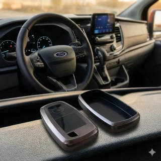 Ford Custom Uyumlu Smart 3 Buton Silikon Oto Anahtar Kumanda Kabı Kılıf Gri