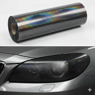 Petek Desenli 3D Colormatik Far Filmi Stop Folyosu 1mx30cm Koyu Siyah
