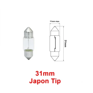 Japon Tip Sofit Ampul Şeffaf İç Aydınlatma Plaka Lambası C10W 12V 10W 31mm 1 Adet