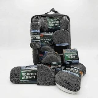 Profesyonel Oto Araç Temizleme Seti Mikrofiber Oto Yıkama Bakım Kiti Gri 9 Parça