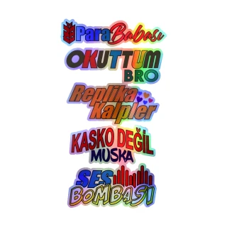 Para Babası Okuttunmu Bro Replika Kalpler Kasko Değil Muska Yazılı Hologram Efektli Arka Cam Stickeri 30x20cm