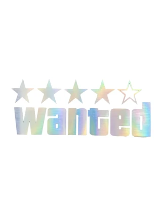 Wanted Yazılı Hologram Efektli Cam Stickeri 20x9cm