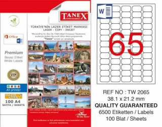 Tanex 38.1x21.2 Laser Etiket 100 Lü Tw-2065