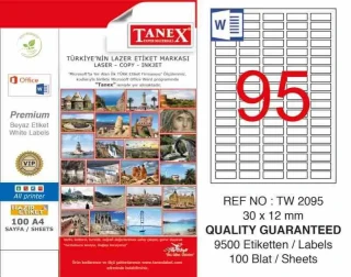 Tanex 30x12 Laser Etiket 100 Lü Tw-2095
