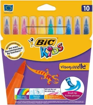 Bic Visa Keçeli Boya Kalemi 10 Lu Fırça Uçlu 8289641