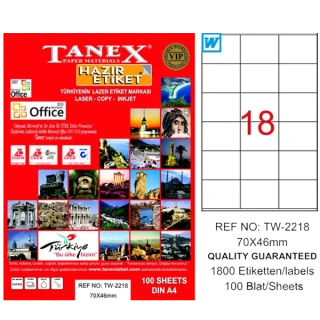 Tanex 70x46 Laser Etiket 100 Lü Tw-2218