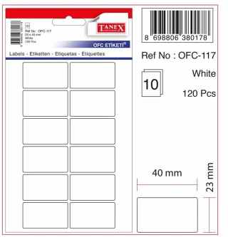 Tanex 23x40 Poşet Ofis Etiketi Beyaz Ofc-117