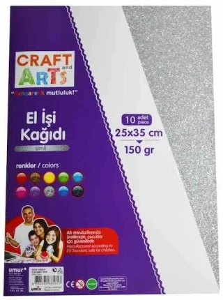 Craft Arts 25x35 Cm 150 Gr Simli Elişi Kağıdı 10''lu Uca-150s