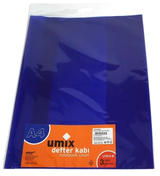 Umix A4 Hazır Kitap Kabı Mavi Bantlı 3 Lü 1915