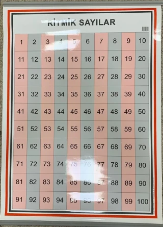 Odak 50x70 Ritmik Sayılar 1'den 100'e Kadar Selefonlu Çıtalı