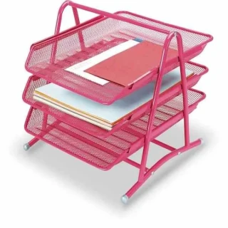 Gıpta Perforeli Hareketli Evrak Rafı 3"lü Metal F0003 Pembe