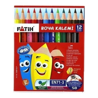 Fatih 12 Renk Yarım Boy Kuru Boya Kalemi 33012