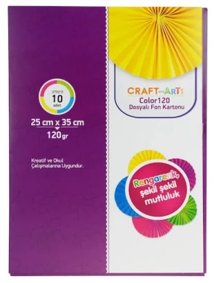 Craft Arts 25x35 120 Gr Dosyalı Fon Kartonu 10 Renk 2702-d