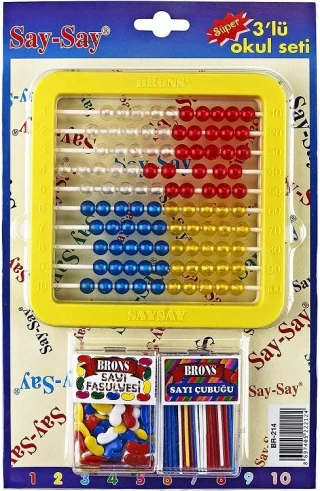 Brons Say-say 3"lü Set (abaküs+sayı Çubuğu+sayı Fasulyesi) Br-214