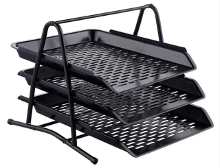 Ark Raylı Plastik Evrak Rafı 3"lü Metal Ayaklı 1800